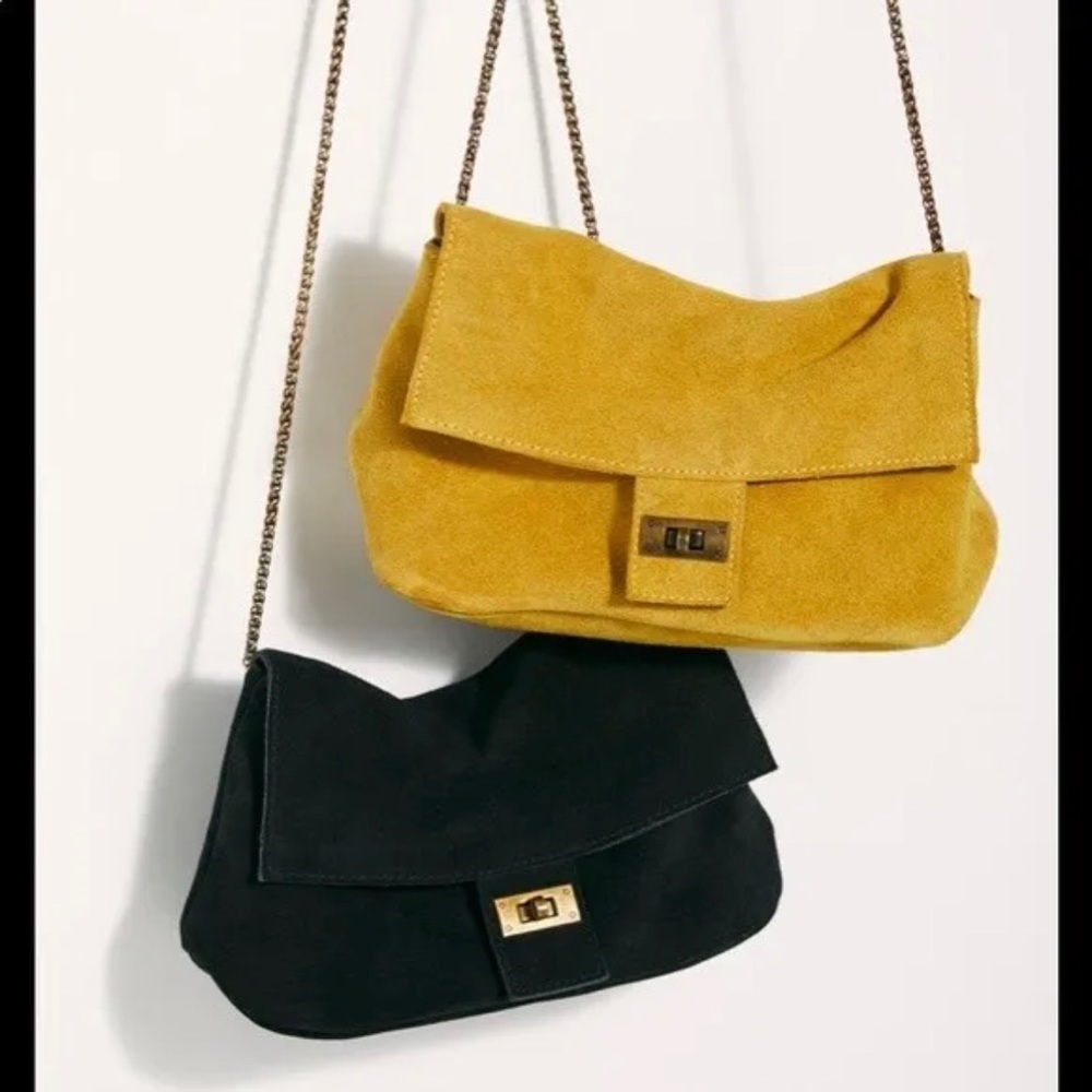 NWT Free People Slouchy Suede Chain Shoulder Bag Color: Black MSRP $58 - Picture 4 of 14